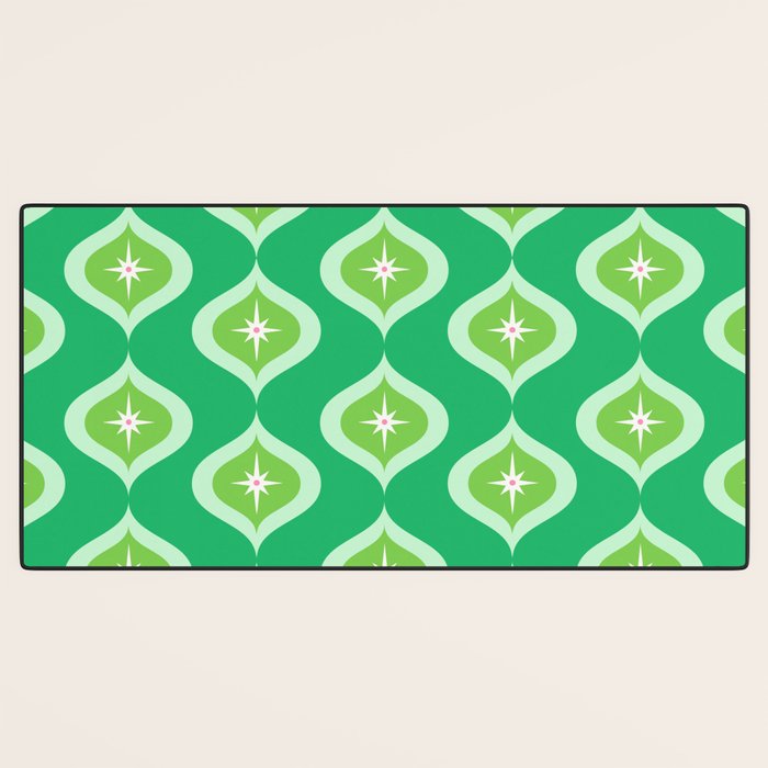 Retro Mid Century Green Ogee Desk Mat Gallery Image 3