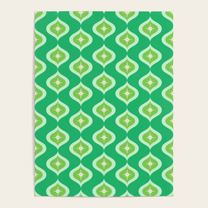 Retro Mid Century Green Ogee Poster Gallery Image 1