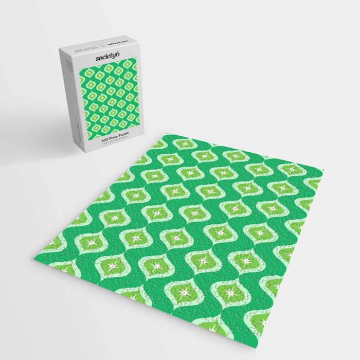 Retro Mid Century Green Ogee Jigsaw Puzzle Gallery Image 2