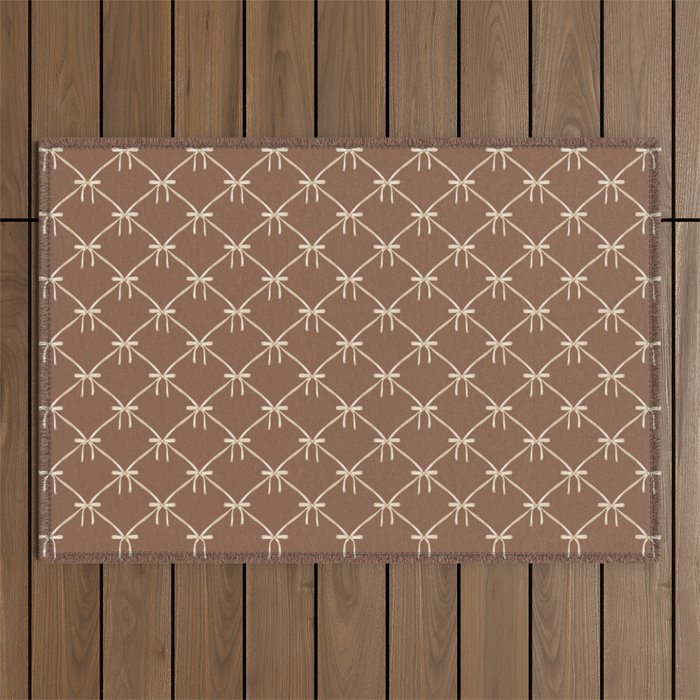Bows and Ribbons Pattern LXII Coffee Creme Outdoor Rug Gallery Image 1