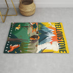 Colorful Yellowstone National Park Summer Travel Poster Art Rug Gallery Image 1