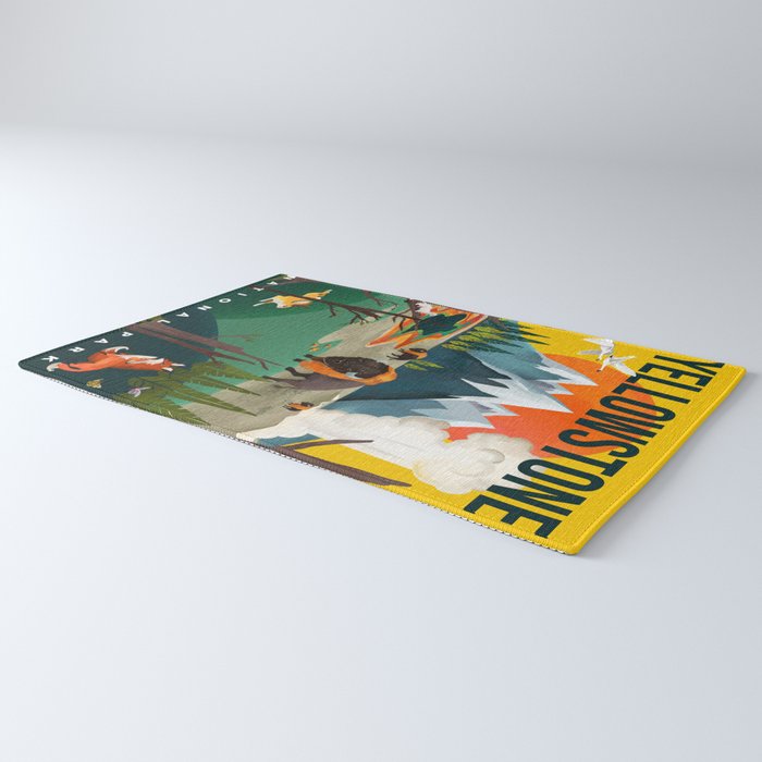 Colorful Yellowstone National Park Summer Travel Poster Art Rug Gallery Image 3