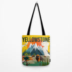 Colorful Yellowstone National Park Summer Travel Poster Art Tote Bag Gallery Image 2
