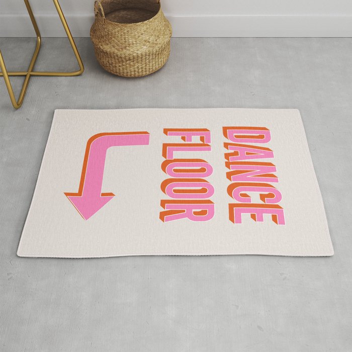 Dance Floor Right Arrow (Pink Orange) Rug Gallery Image 1