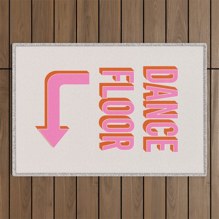 Dance Floor Right Arrow (Pink Orange) Outdoor Rug Gallery Image 1