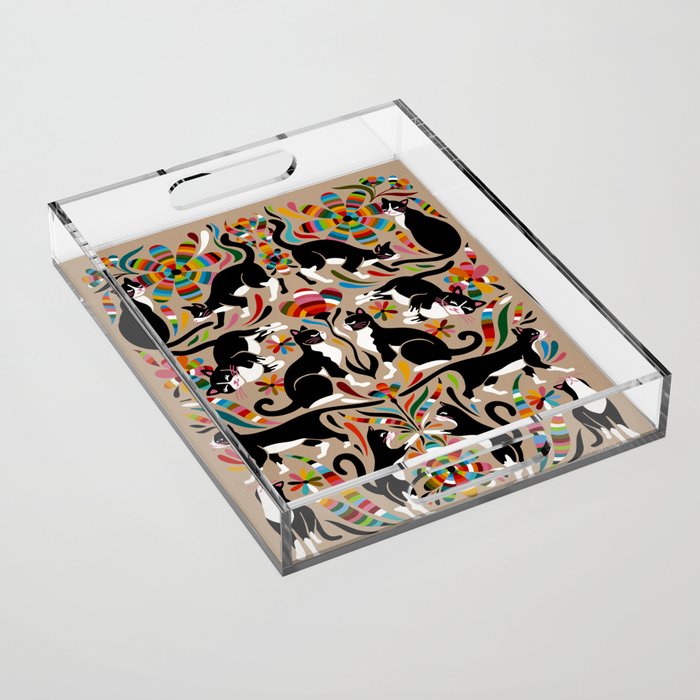 Otomi Cats - Rainbow & Tan Acrylic Tray Gallery Image 1