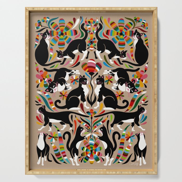 Otomi Cats - Rainbow & Tan Serving Tray Gallery Image 1