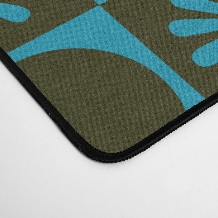 Retro Checkered Pattern (Muted Blue / Dark Green) Desk Mat Gallery Image 4