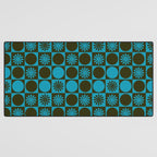 Retro Checkered Pattern (Muted Blue / Dark Green) Desk Mat Gallery Image 3