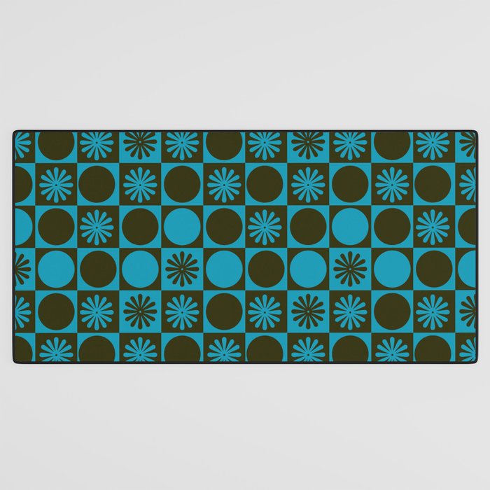 Retro Checkered Pattern (Muted Blue / Dark Green) Desk Mat Gallery Image 3