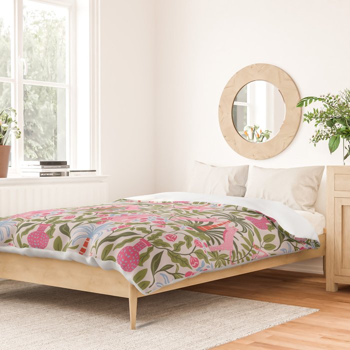 Modern Preppy Leopard Cat Jungle Oasis Duvet Cover Gallery Image 2