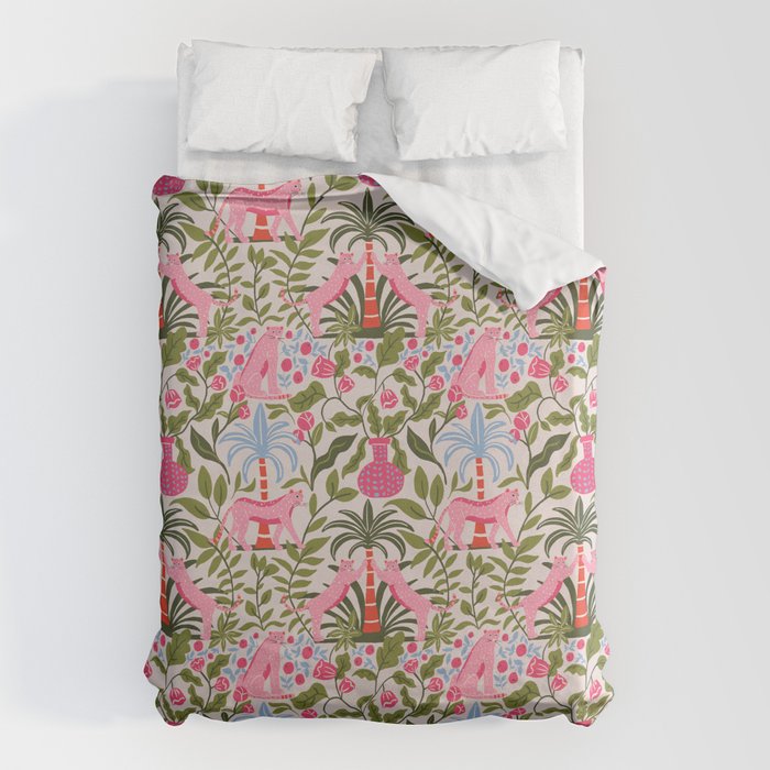 Modern Preppy Leopard Cat Jungle Oasis Duvet Cover Gallery Image 6