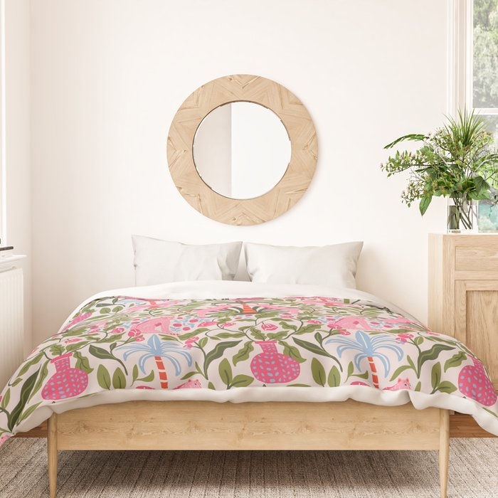 Modern Preppy Leopard Cat Jungle Oasis Duvet Cover Gallery Image 3