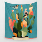 Cactus and  Birds 2 Wall Tapestry Gallery Image 4