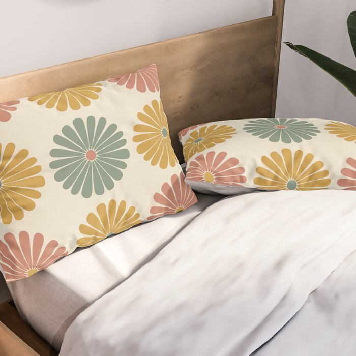 Retro Summer Daisies I Pillow Sham Gallery Image 2