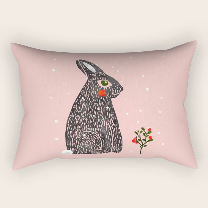 Christmas rabbit - illustration Rectangular Pillow Gallery Image 2