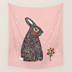 Christmas rabbit - illustration Wall Tapestry Gallery Image 4