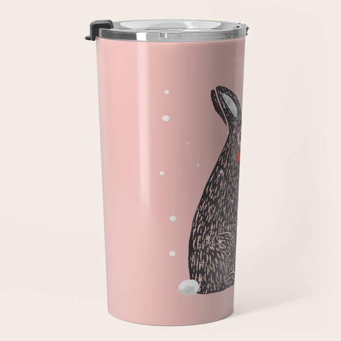 Christmas rabbit - illustration Travel Mug Gallery Image 3