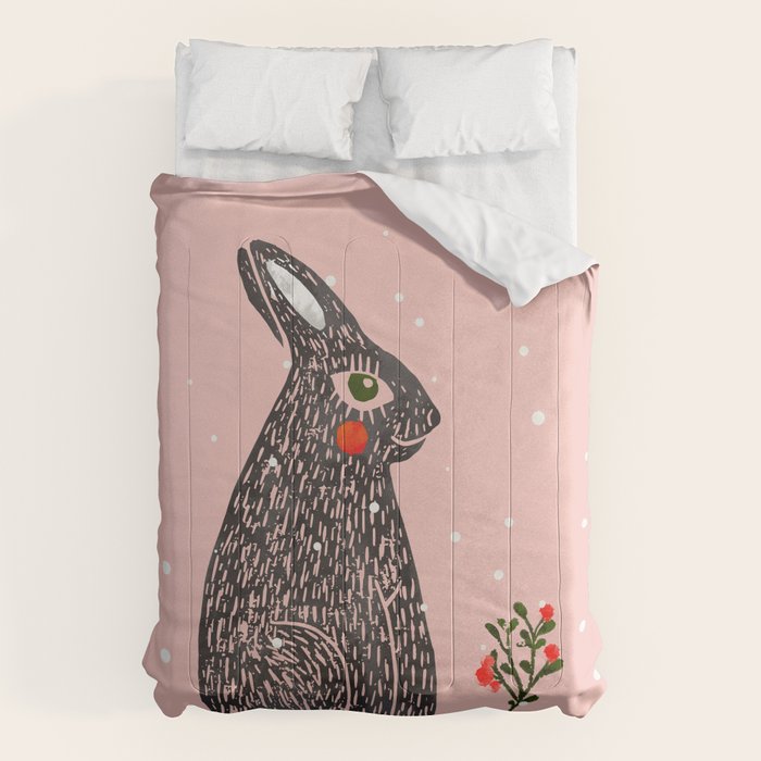 Christmas rabbit - illustration Comforter Gallery Image 6