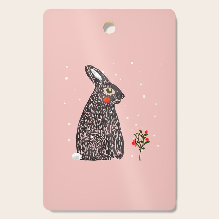 Christmas rabbit - illustration Cutting Board Gallery Image 1