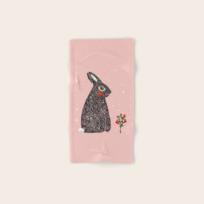 Christmas rabbit - illustration Towels Gallery Image 1