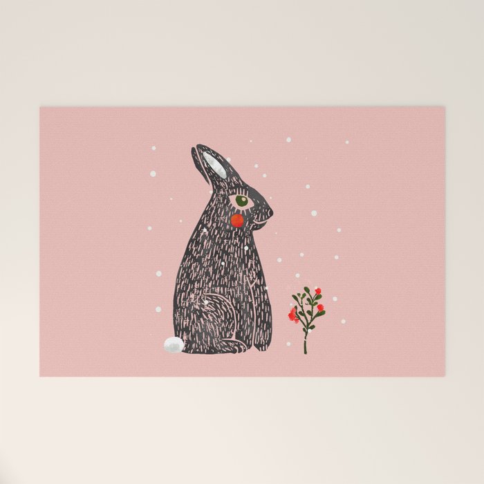 Christmas rabbit - illustration Welcome Mat Gallery Image 1