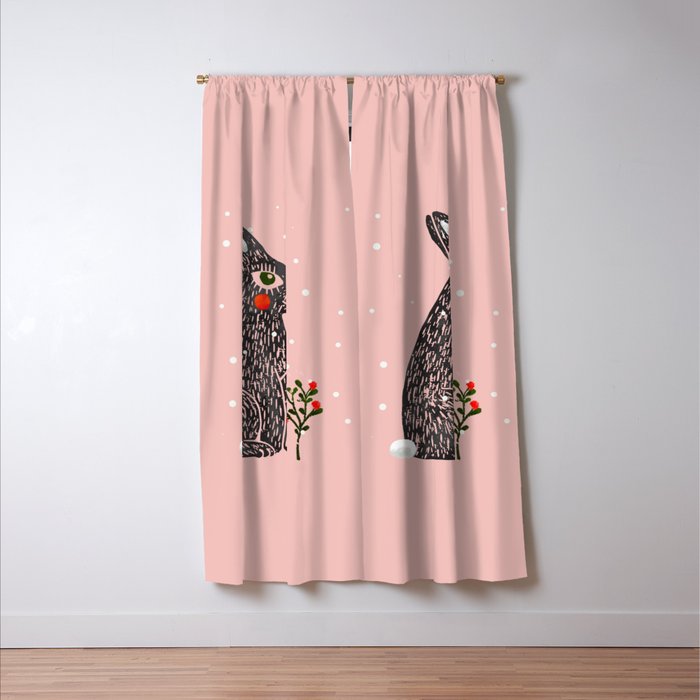 Christmas rabbit - illustration Window Curtain Gallery Image 3