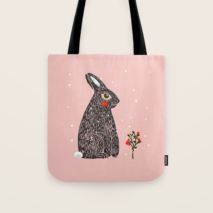 Christmas rabbit - illustration Tote Bag Gallery Image 1