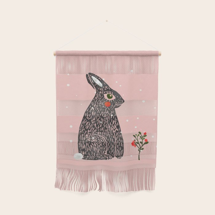 Christmas rabbit - illustration Wall Hanging Gallery Image 1