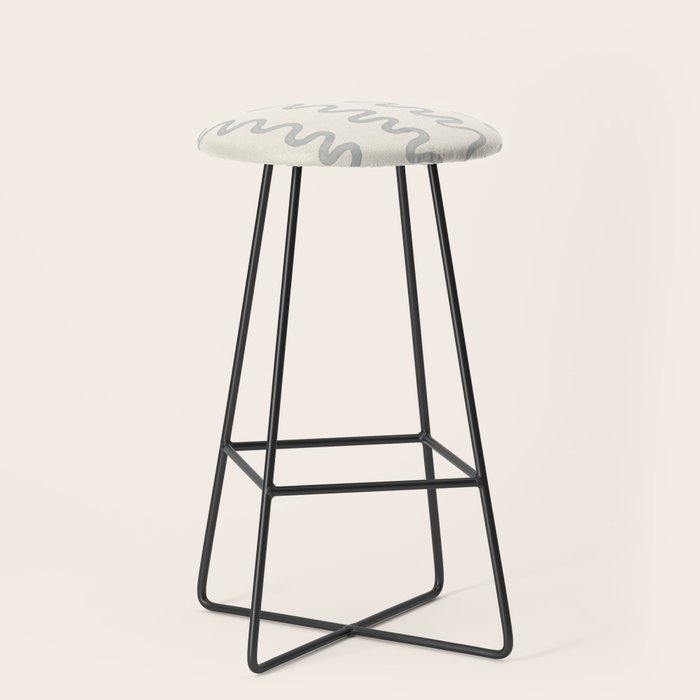 Watercolor Squiggly Lines - Blue Cream Stool Gallery Image 1