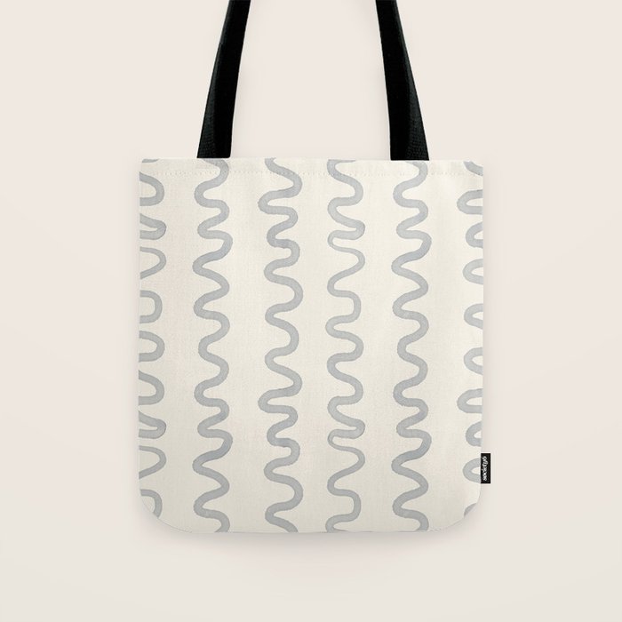 Watercolor Squiggly Lines - Blue Cream Tote Bag Gallery Image 1
