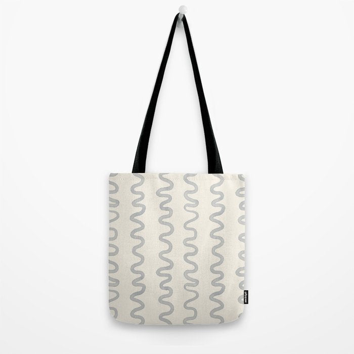 Watercolor Squiggly Lines - Blue Cream Tote Bag Gallery Image 2