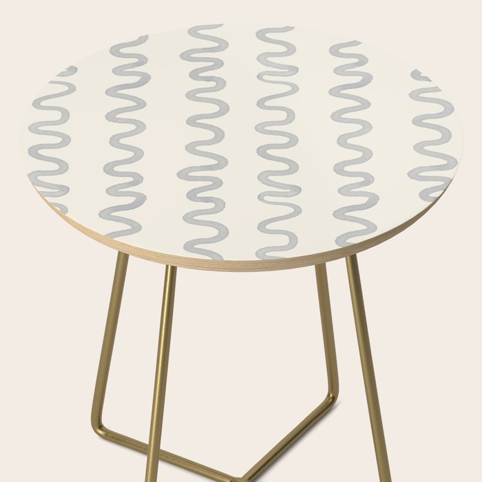 Watercolor Squiggly Lines - Blue Cream Side Table Gallery Image 2