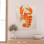 Abstract Lobster in Orange Wall Tapestry Gallery Image 2