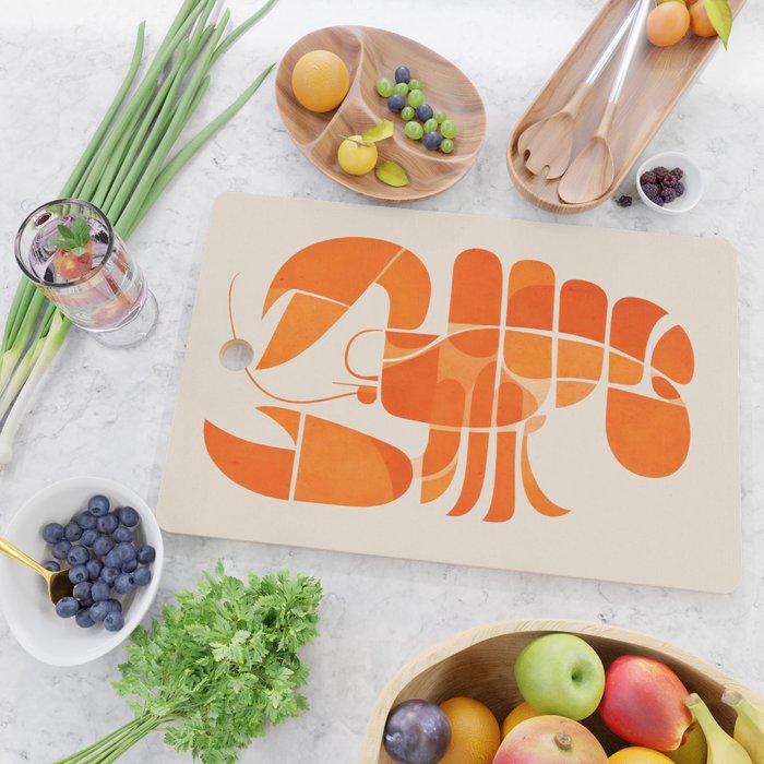 Abstract Lobster in Orange Cutting Board Gallery Image 2
