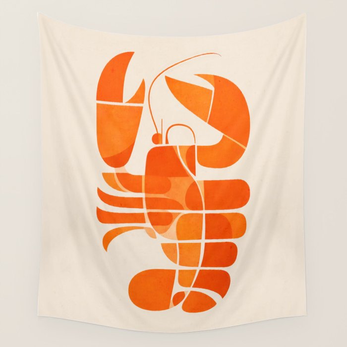 Abstract Lobster in Orange Wall Tapestry Gallery Image 4