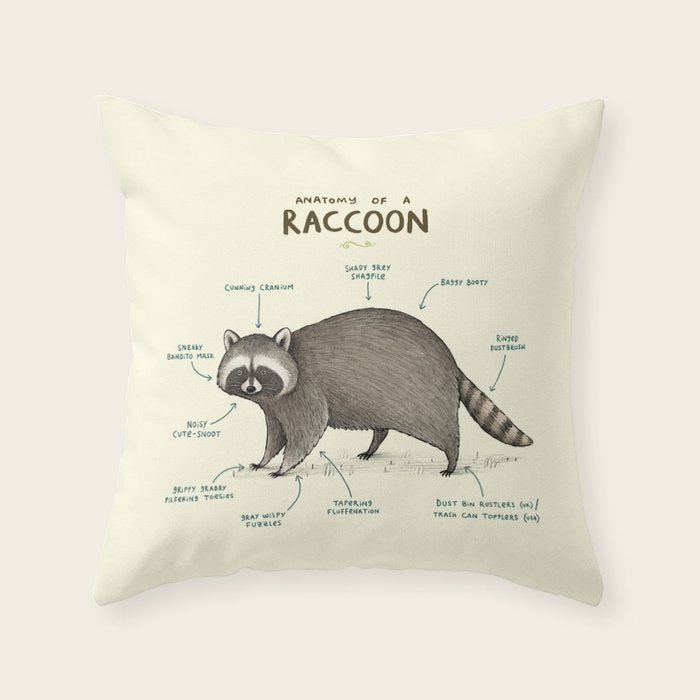 Anatomy of a Raccoon Throw Pillow Gallery Image 6