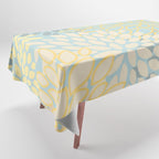 Elegant Blooms: Modern Floral Art in Soft Yellow and Teal Tablecloth Gallery Image 1