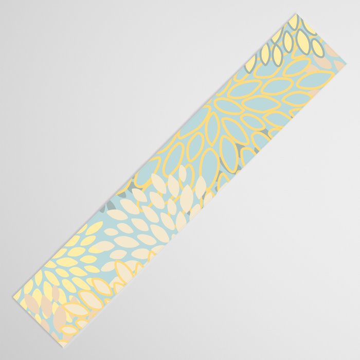 Elegant Blooms: Modern Floral Art in Soft Yellow and Teal Table Runner Gallery Image 3