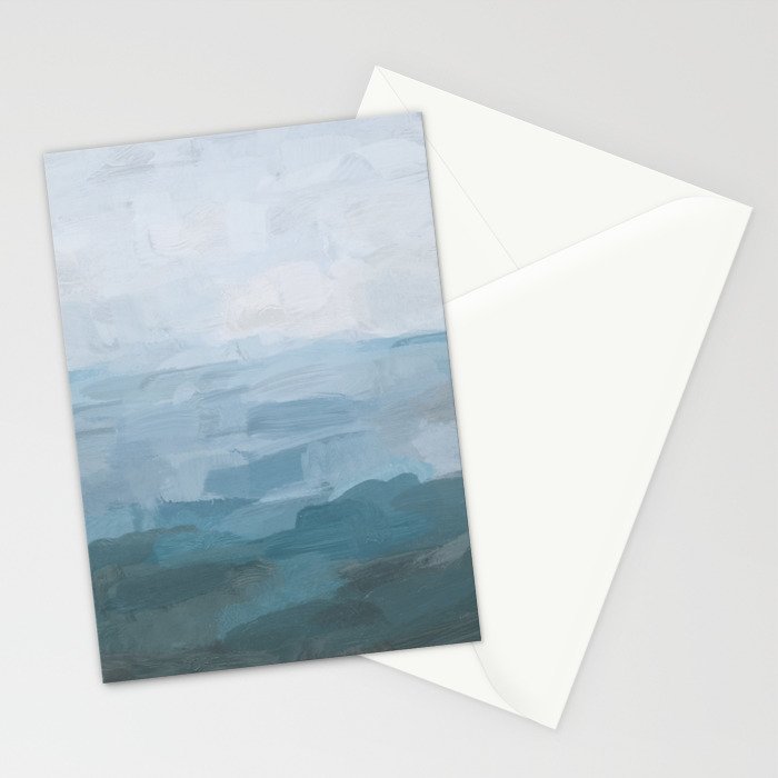 Early Riser - Sky Denim Teal Blue Abstract Nature Ocean Painting Art Print Wall Decor  Stationery Card Gallery Image 2