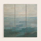 Early Riser - Sky Denim Teal Blue Abstract Nature Ocean Painting Art Print Wall Decor  Wood Wall Art Gallery Image 1