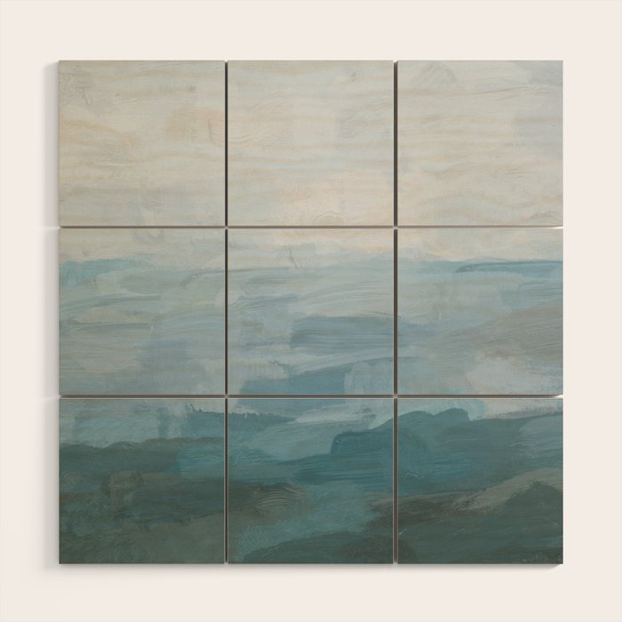 Early Riser - Sky Denim Teal Blue Abstract Nature Ocean Painting Art Print Wall Decor  Wood Wall Art Gallery Image 1