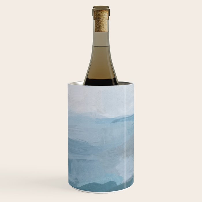 Early Riser - Sky Denim Teal Blue Abstract Nature Ocean Painting Art Print Wall Decor  Wine Chiller Gallery Image 3