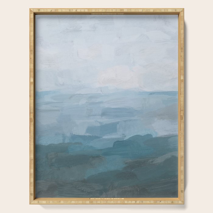 Early Riser - Sky Denim Teal Blue Abstract Nature Ocean Painting Art Print Wall Decor  Serving Tray Gallery Image 1