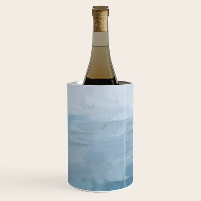 Early Riser - Sky Denim Teal Blue Abstract Nature Ocean Painting Art Print Wall Decor  Wine Chiller Gallery Image 2