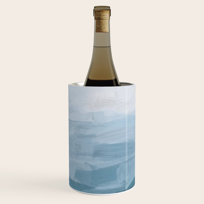 Early Riser - Sky Denim Teal Blue Abstract Nature Ocean Painting Art Print Wall Decor  Wine Chiller Gallery Image 1