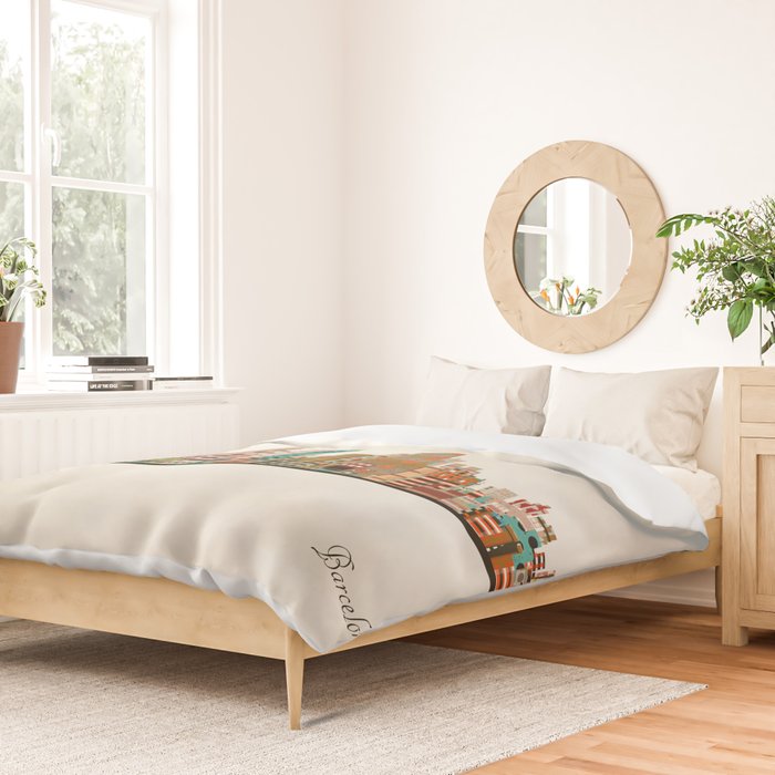 barcelona skyline Duvet Cover Gallery Image 2