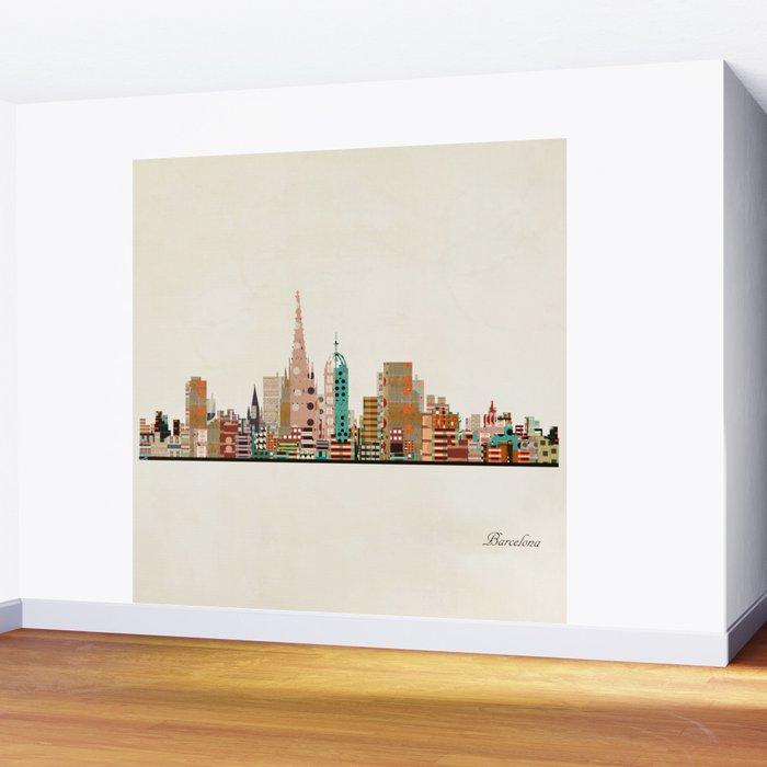 barcelona skyline Wall Mural Gallery Image 2