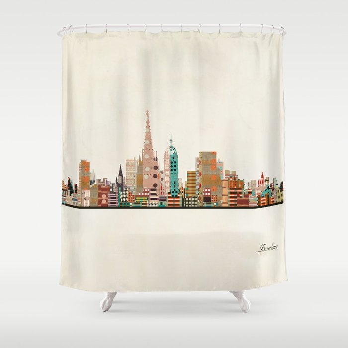 barcelona skyline Shower Curtain Gallery Image 1