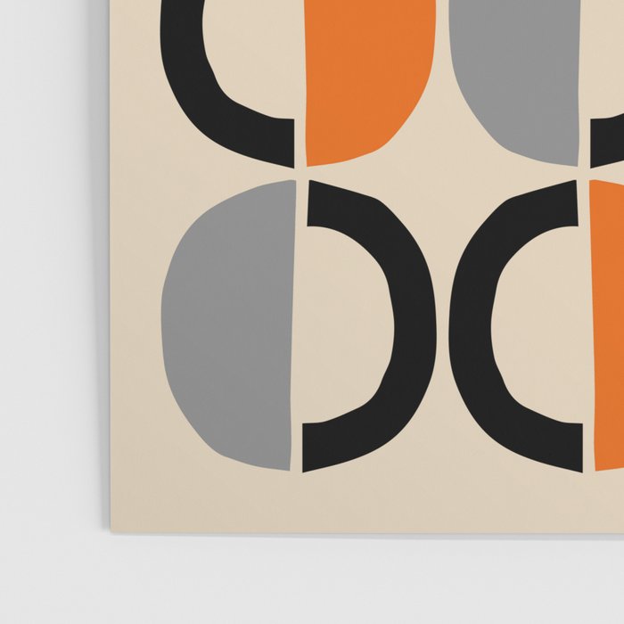 Mid Century Decor 548 Beige Black Gray and Orange Poster Gallery Image 3